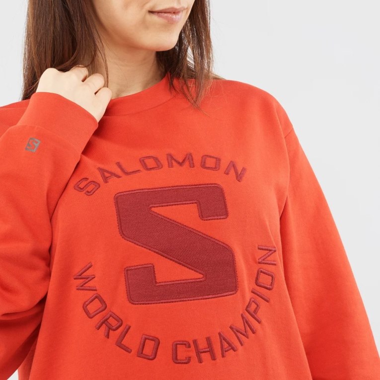 Salomon Outlife Logo Summer Women's Sweatshirt Orange | CA 14H86